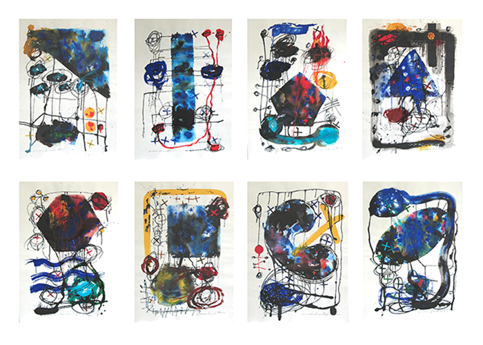 Serie tales of construction 1-8 • jeweils 100 x 70 cm  • Acryl und Tusche auf Büttenkarton